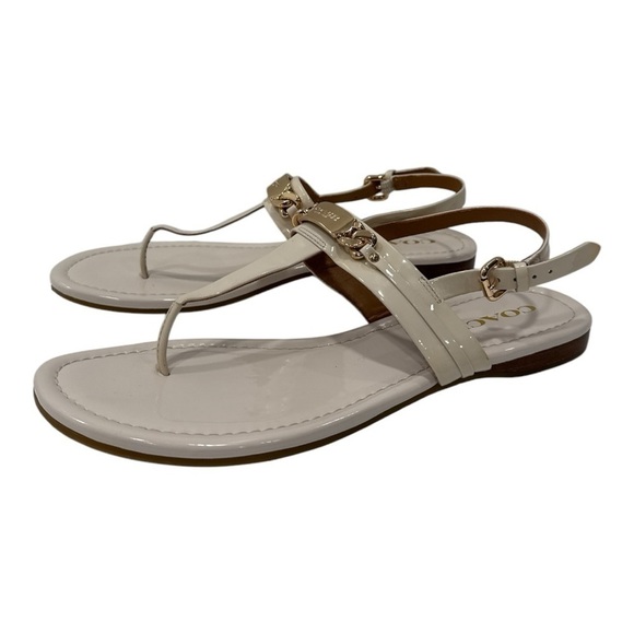 Coach Caterine T-Strap Thong Sandals Ivory patent leather size 9.5 B - Picture 11 of 12